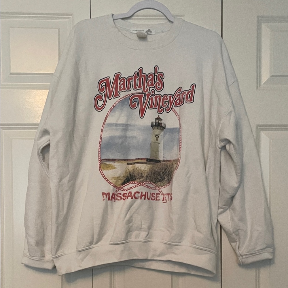 Altar'd State White Sweatshirt with Red Graphic